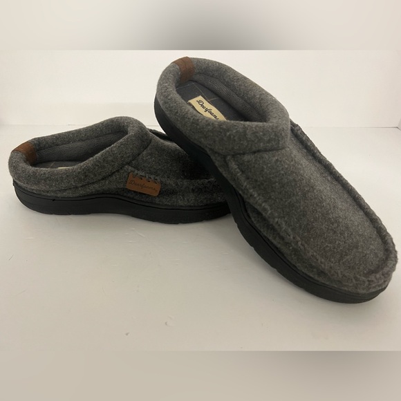 Dearfoam - Men's Dark Heather Gray Wool Memory Foam - No Sweat Slippers - Picture 3 of 12